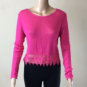DIVIDED Hot Pink Lace Sweater